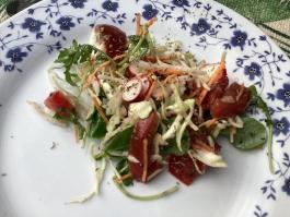 salade de chou blanc, carottes, radis, tomates - ophélie lamotte diététicienne nutritionniste